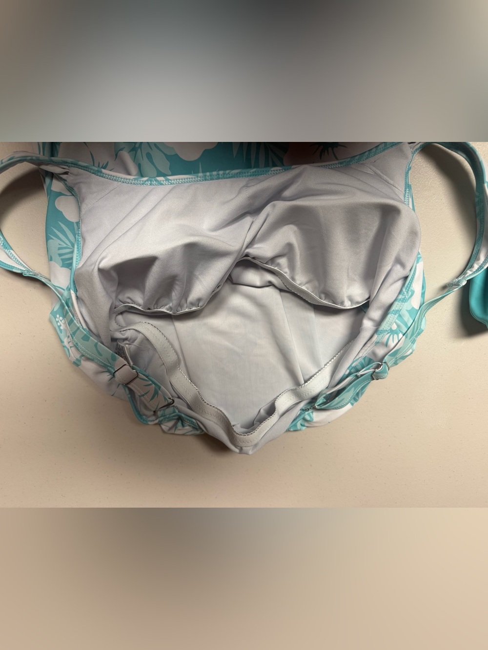 Aqua Floral Tankini Set - Turquoise & White - Picture 3 of 9